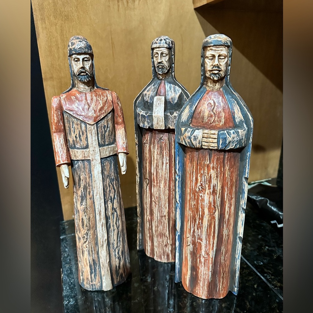 SOLD-crossposted-Vintage Southern Living at Home 3 Kings Wise Men Wood Figurines